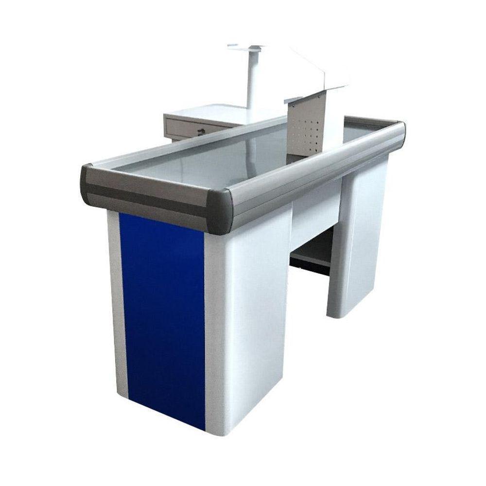 Empacotador Check Out Balcão Caixa 1,50m Com Recorte Balança Azul - Sa Gôndolas - 1