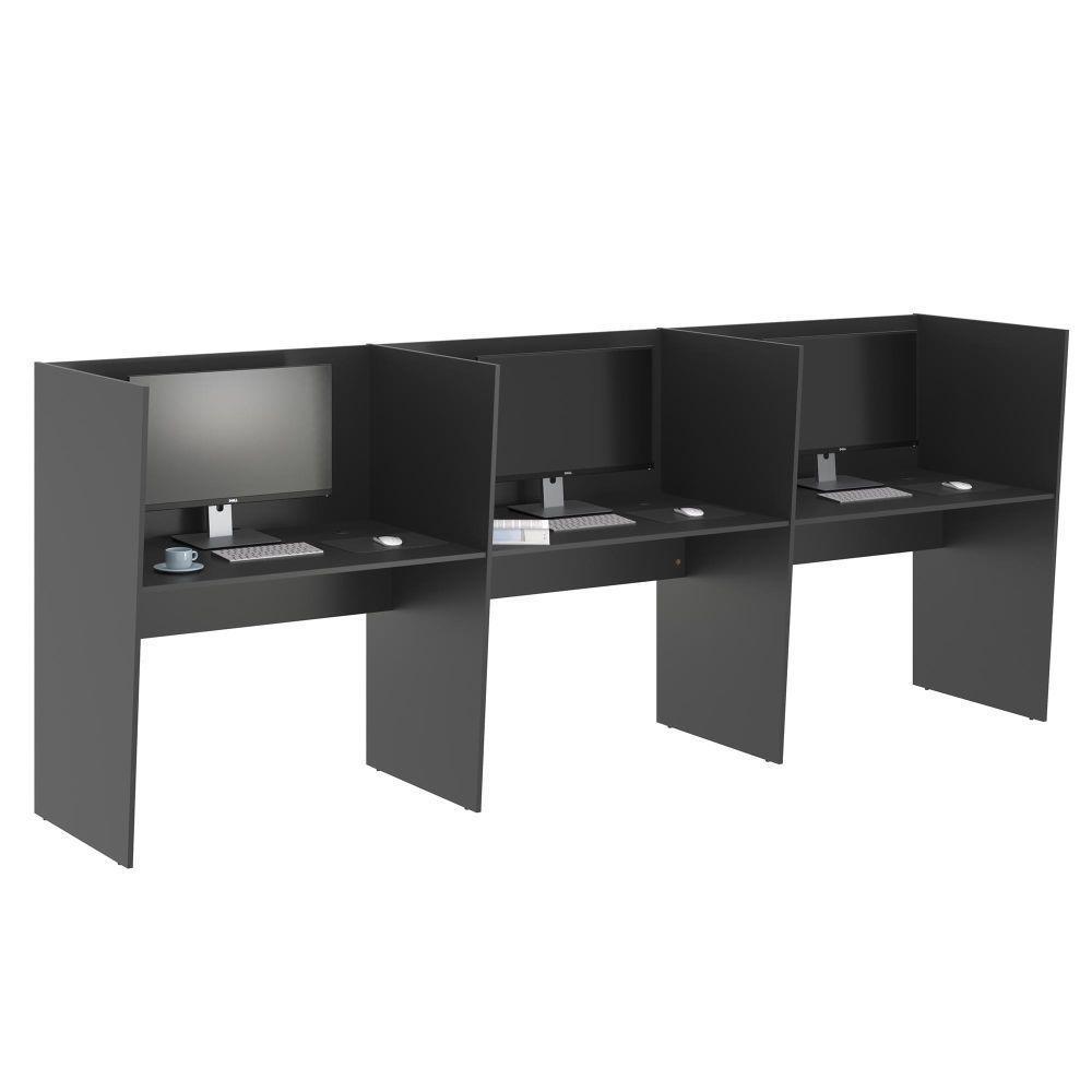 Guiche Office 3 Lugares Irlanda Preto Onix - 1