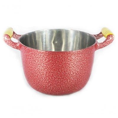 Caldeirão Alumínio Alça De Madeira Vermelho 32Cm