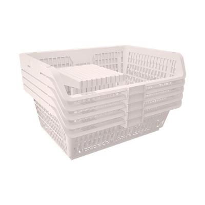 Conjunto 5 Cesto Expositor Medio Empilhável Branco Presto