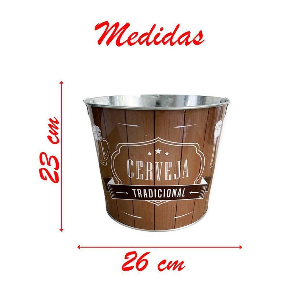 Kit 2 Baldes De Gelo Para Cerveja Estampado Em Metal Galvanizado Com Abridor 7,6 Litros - 2