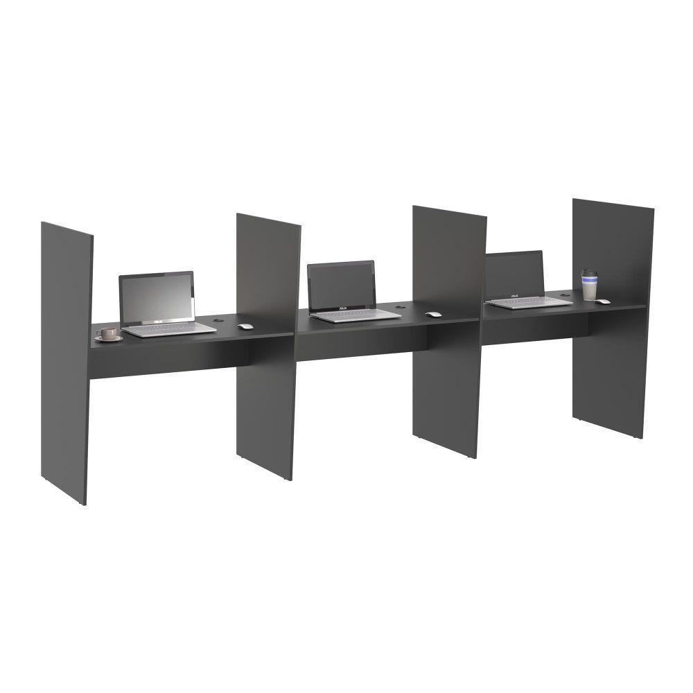 Mesa De Atendimento 3 Lugar Iron Preto Onix - 1