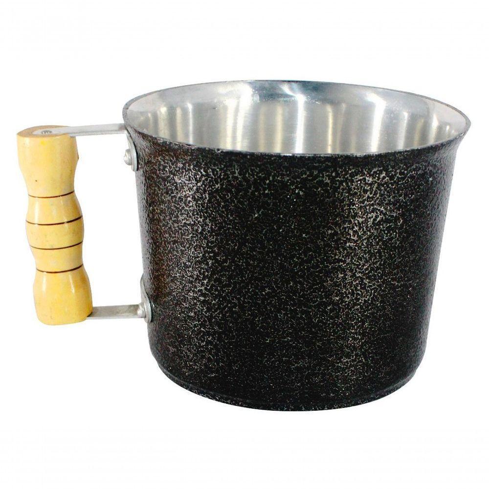 Canecão De Alumínio Cabo Madeira 4L Preto - 1