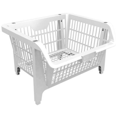 Conjunto 5 Cestos Expositor Empilhável Branco Presto