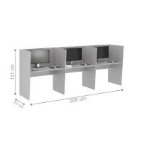 Mesa De Trabalho 3 Lugares Inglaterra Cinza - 2