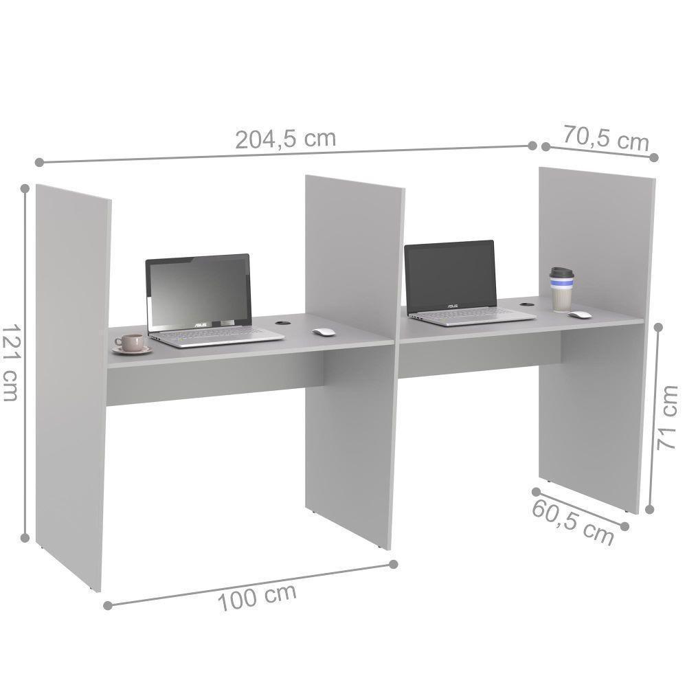 Mesa De Atendimento 2 Lugar Roma Cinza - 2