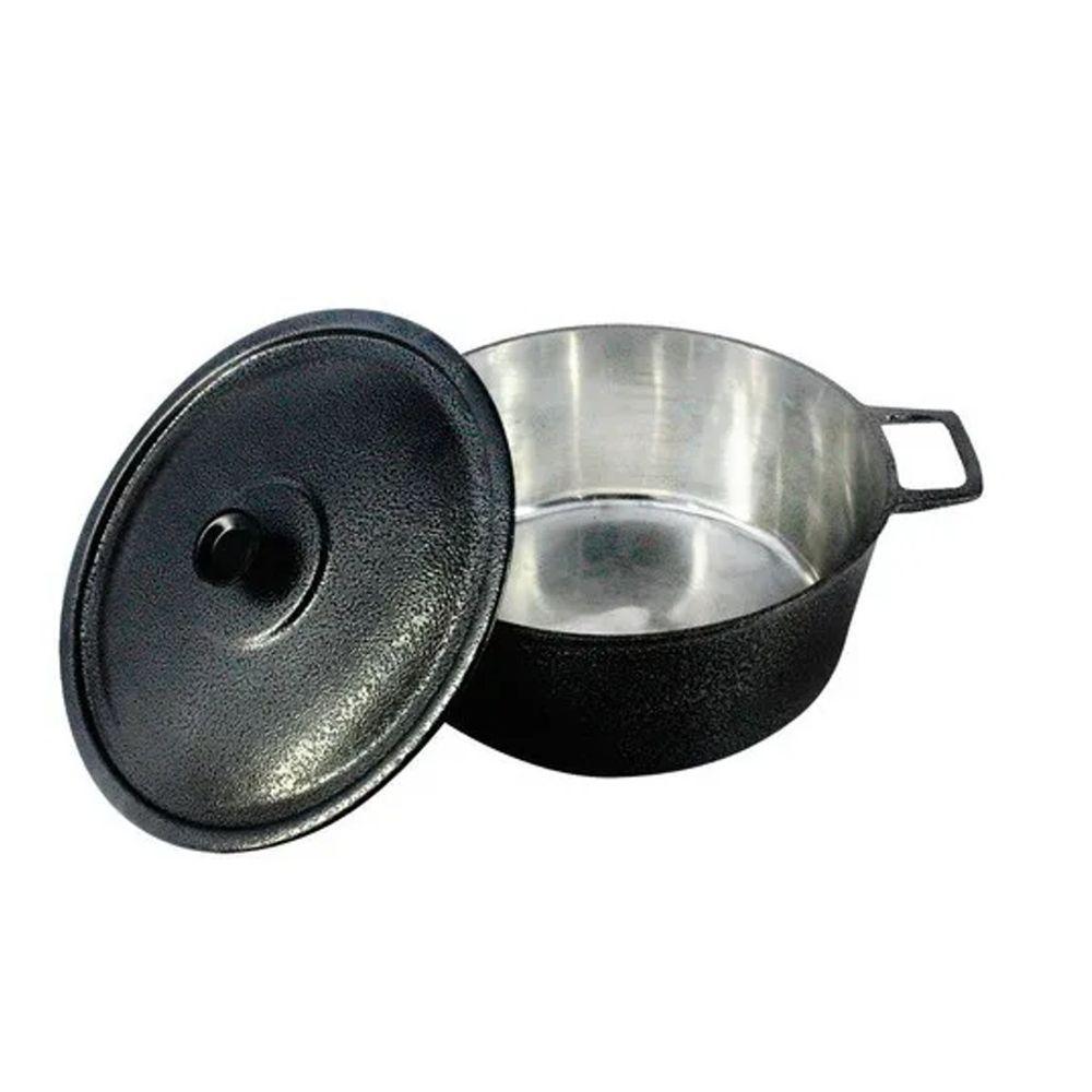 Caçarola Panela Craqueada Alça Alumínio E Tampa 26Cm Preto - 1
