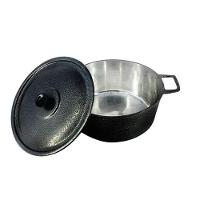 Caçarola Panela Craqueada Alça Alumínio E Tampa 26Cm Preto - 1