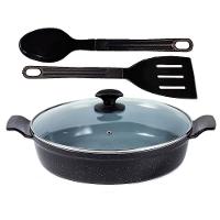 Frigideira Preto Liso Antiaderente Cerâmica Talher 02 Aa30Cm - 1