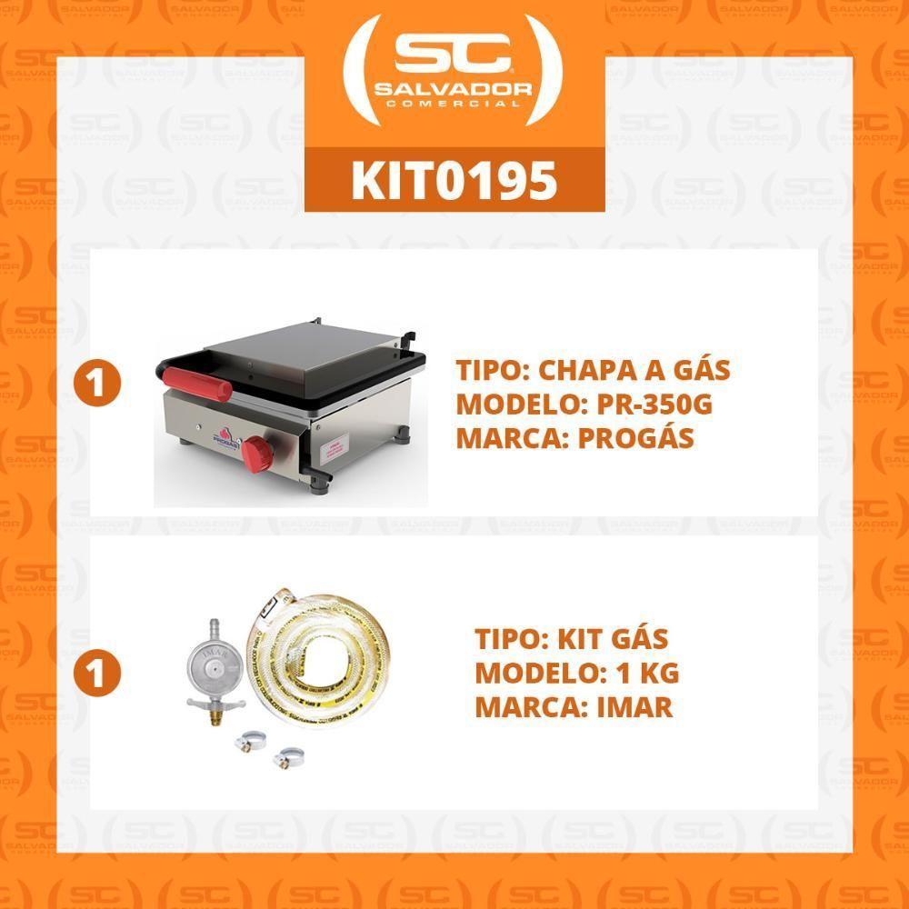 Kit - Sanduicheira Grill Gás Pr-350g + Kit Gás - Progás - 2