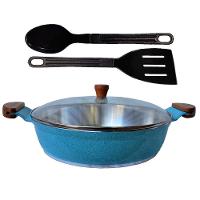 Frigideira Azul Turquesa Alumínio Usinado Talher 02 Am 30Cm - 1