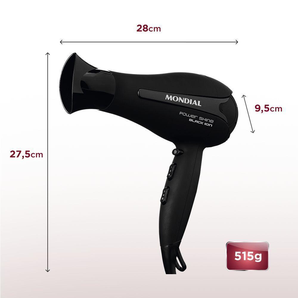 Secador de Cabelos Mondial Power Shine Black SC-13 Preto 127V - 2