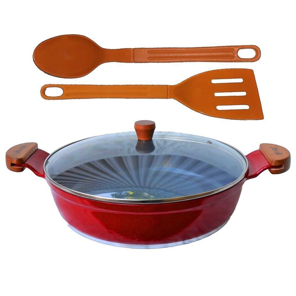 Frigideira Vermelho Antiaderente Cerâmica Talher 05 Am 30Cm - 1