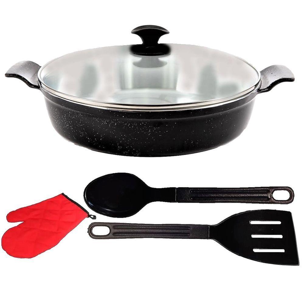 Frigideira Preto Liso Alumínio Usinado Talher Luva 02 30Cm - 1