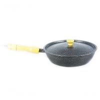 Frigideira Alumínio Craqueada Cabo De Madeira 28Cm Preto - 1