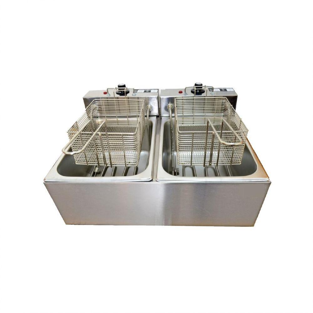 Fritadeira Elétrica 2 Cubas Plus Aço Inox 10L 110V 3600W - 1
