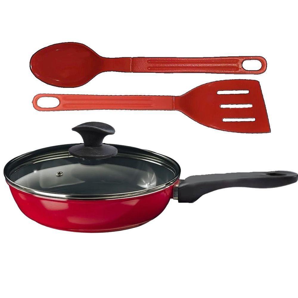 Frigideira Vermelho Antiaderente Cerâmica Talher 03 Cb 24Cm - 1