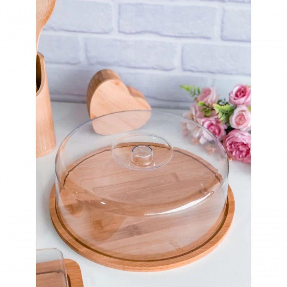 Prato Com Cúpula Em Bambu Ecokitchen 27,5x9cm Mimo Style - 2