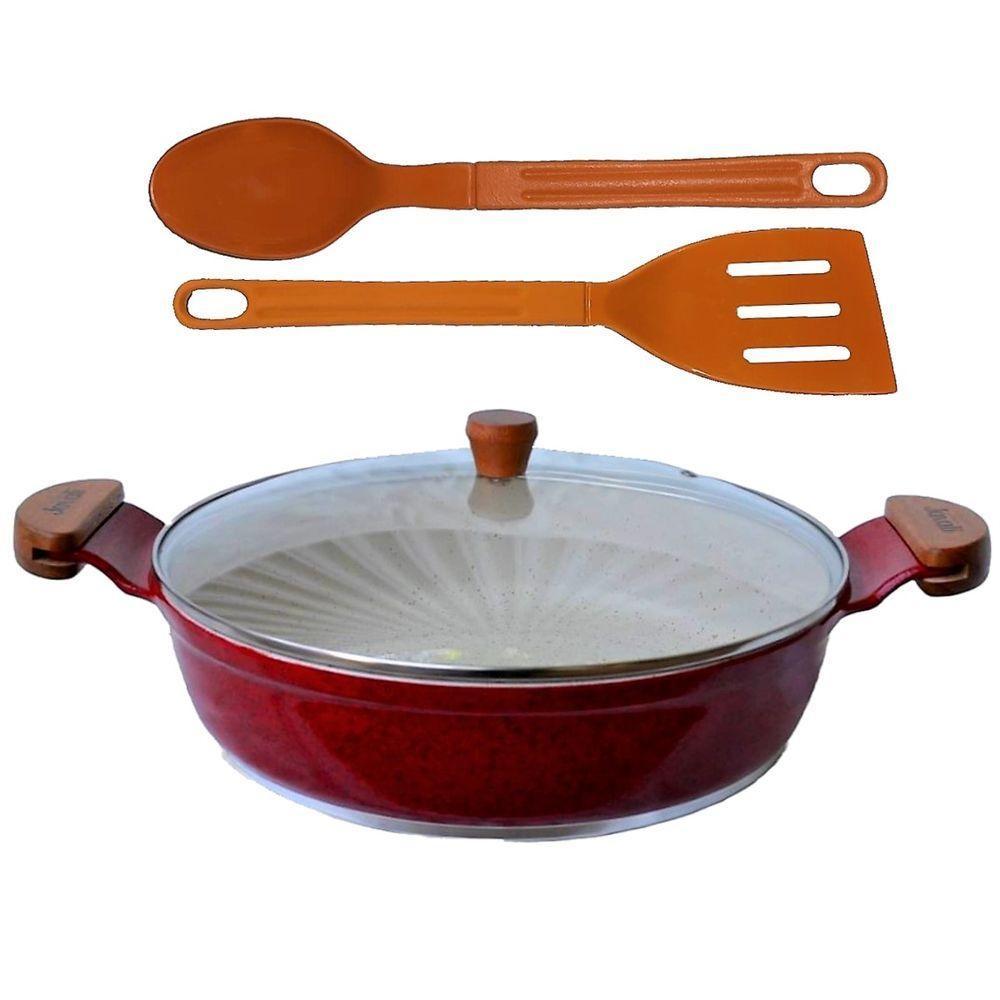 Frigideira Vermelha Antiaderente Marmorizado Talher05 Am30Cm - 1