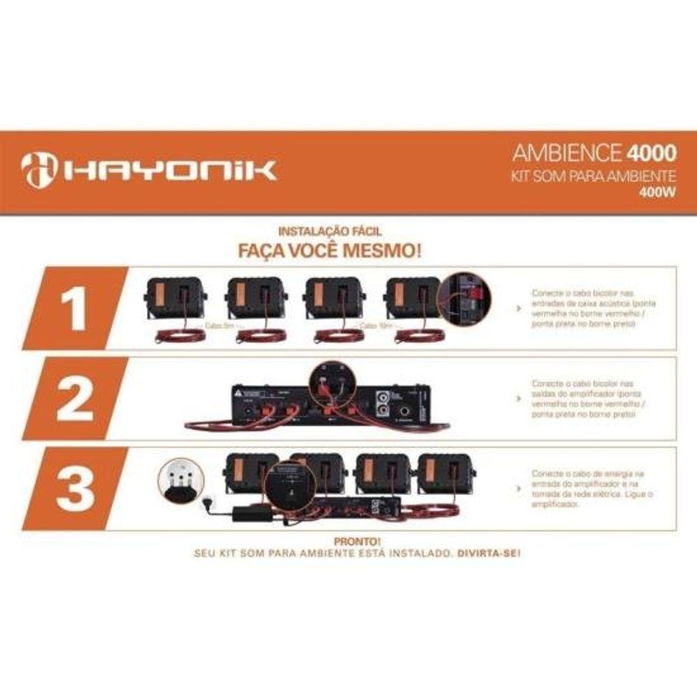 Kit Som Ambiente 400W Musical Ambience 4000 V2 Preto Hayonik - 2