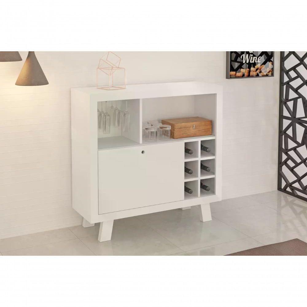 Adega Bar Com Suporte Para Taças Ad5002 Branco Branco - 3