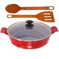 Frigideira Vermelho Antiaderente Cerâmica Talher 05 Aa 30Cm - 1