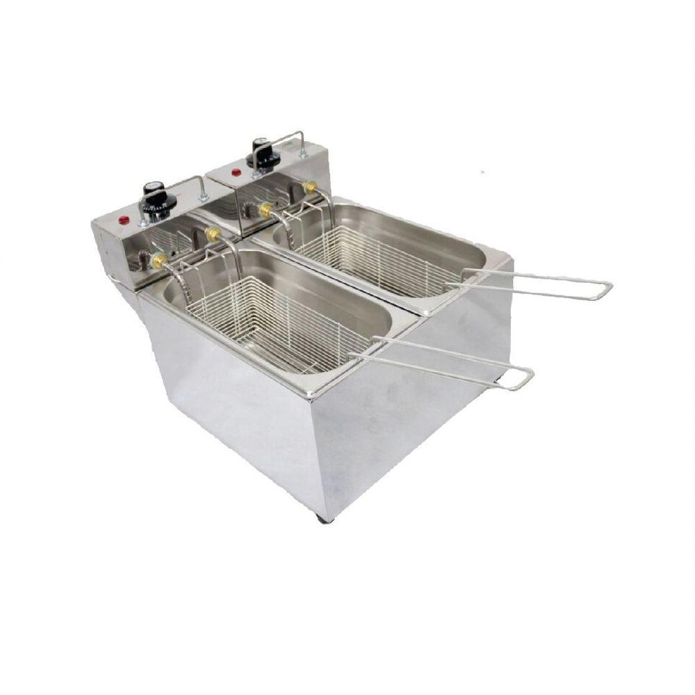 Fritadeira Elétrica 2 Cubas Plus Aço Inox 06L 110V 4000W - 1