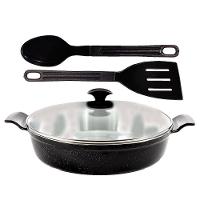 Frigideira Preto Liso Alumínio Usinado Talher 02 Aa 30Cm - 1