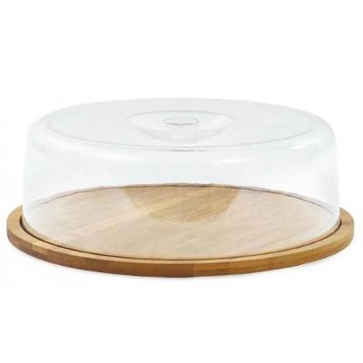 Porta Bolo Em Bambu Com Tampa Acrilico 27,5X9Cm Mimo Style