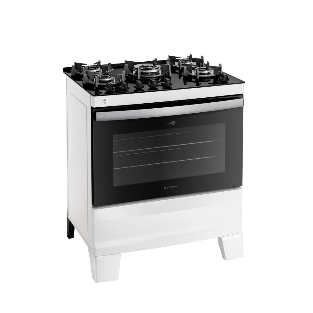 Fogão 5 Bocas Branco Com Mesa De Vidro Atlas Agile Up Bivolt - 2