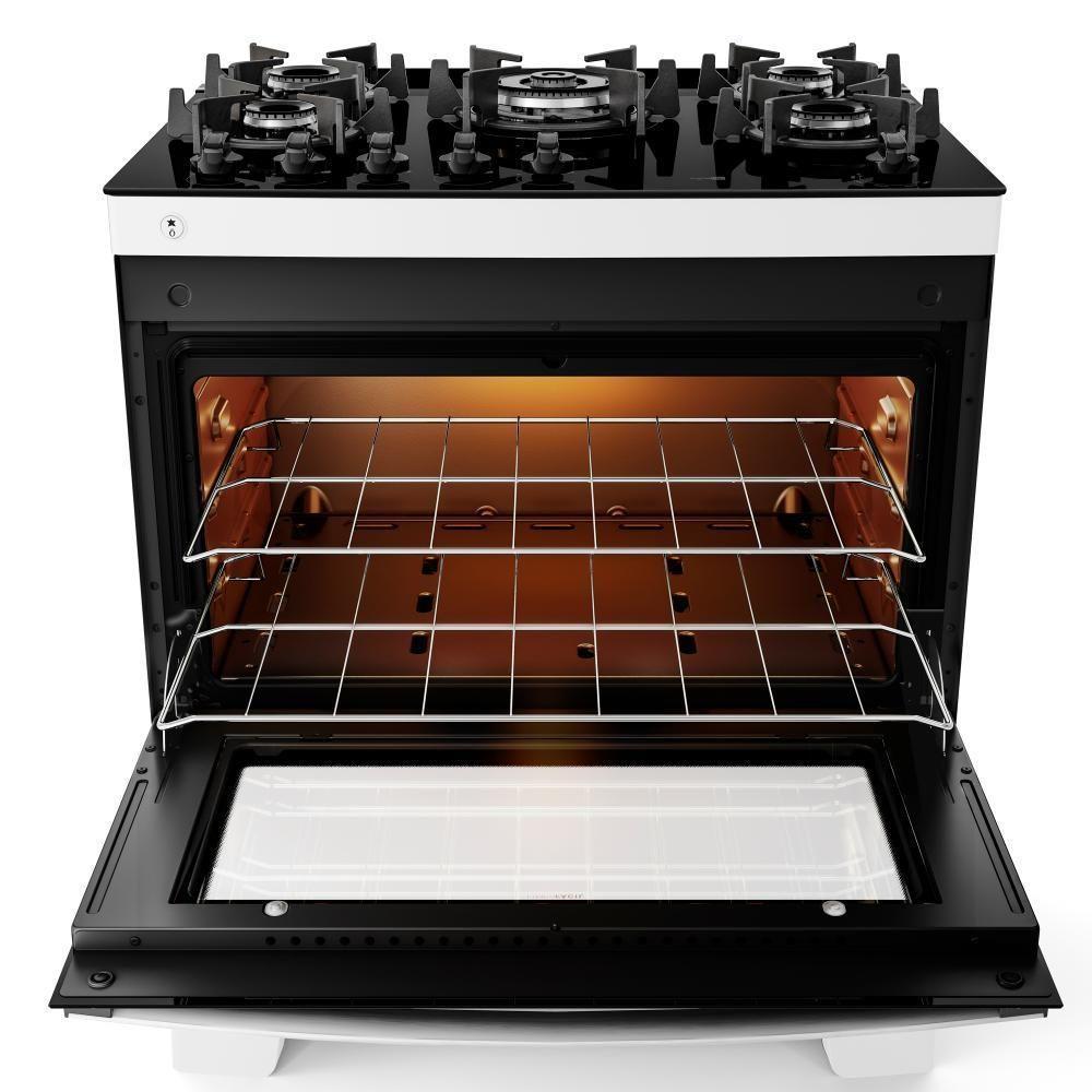 Fogão 5 Bocas Branco Com Mesa De Vidro Atlas Agile Up Bivolt - 5