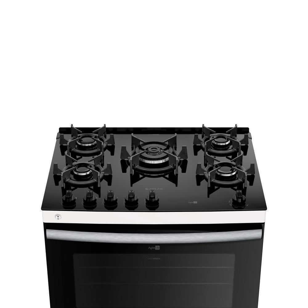 Fogão 5 Bocas Branco Com Mesa De Vidro Atlas Agile Up Bivolt - 6