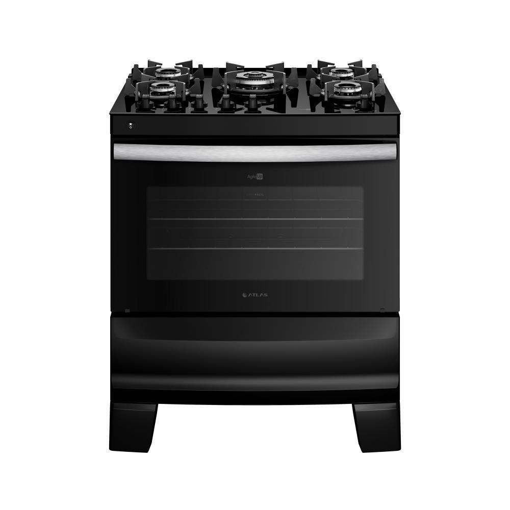 Fogão 5 Bocas Preto Com Mesa De Vidro Atlas Agile Up Bivolt - 1