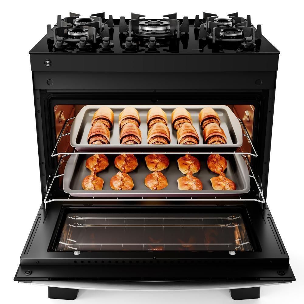 Fogão 5 Bocas Preto Com Mesa De Vidro Atlas Agile Up Bivolt - 5