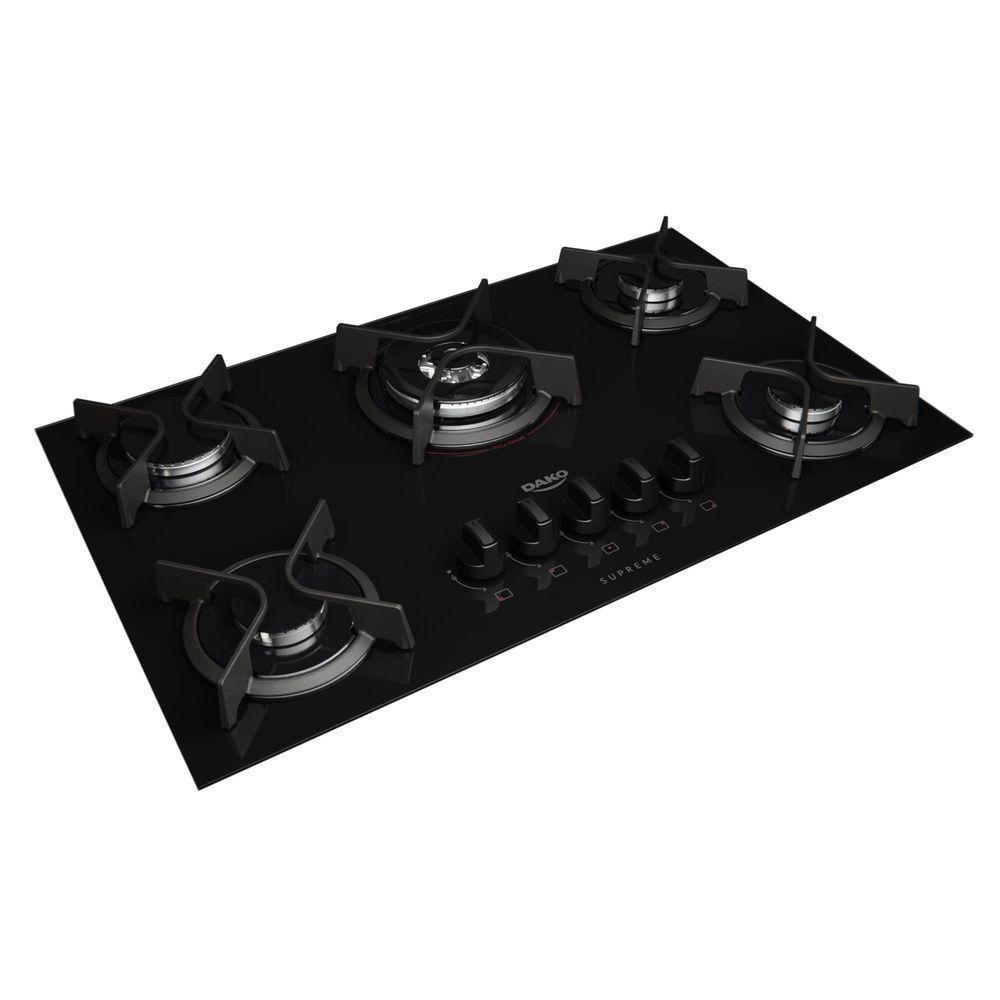 Cooktop 5 Bocas Preto Com Mesa De Vidro E Tripla Chama Dako Supreme Bivolt - 2