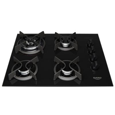 Cooktop a Gás Dako Supreme 4 Bocas Vidro Temperado Tripla Chama Preto Bivolt