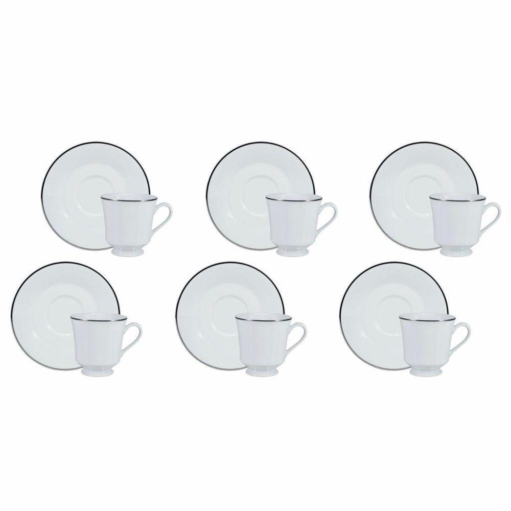 Conjunto De Xícara De Chá Com Pires 06 Peças Prata - 1