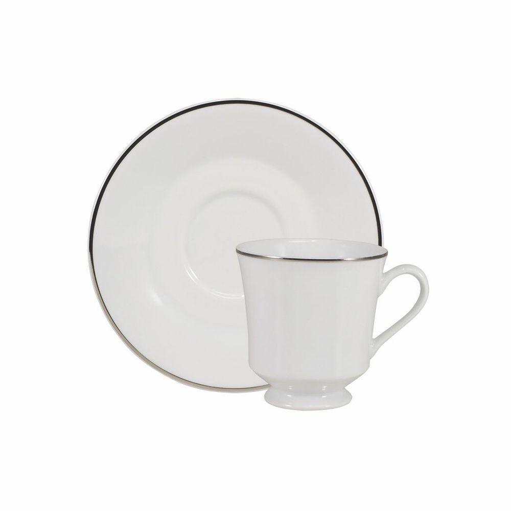 Conjunto De Xícara De Chá Com Pires 06 Peças Prata - 4