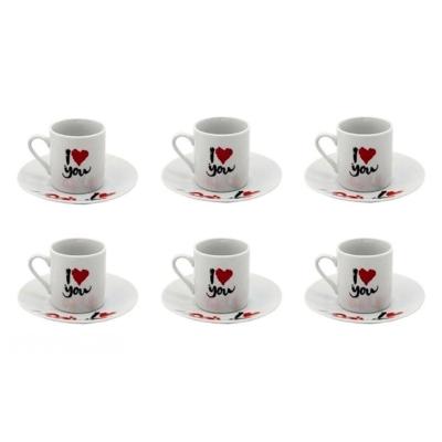 Jogo de Xicaras Em Ceramica Sevilha 12 Peças 80ml