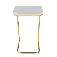 Kit 2 Mesas Lateral Tampo Branco P/ Sofá Base Dourado - 6