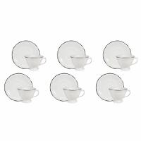 Conjunto De Xícara De Chá Com Pires 06 Peças Prata - 1