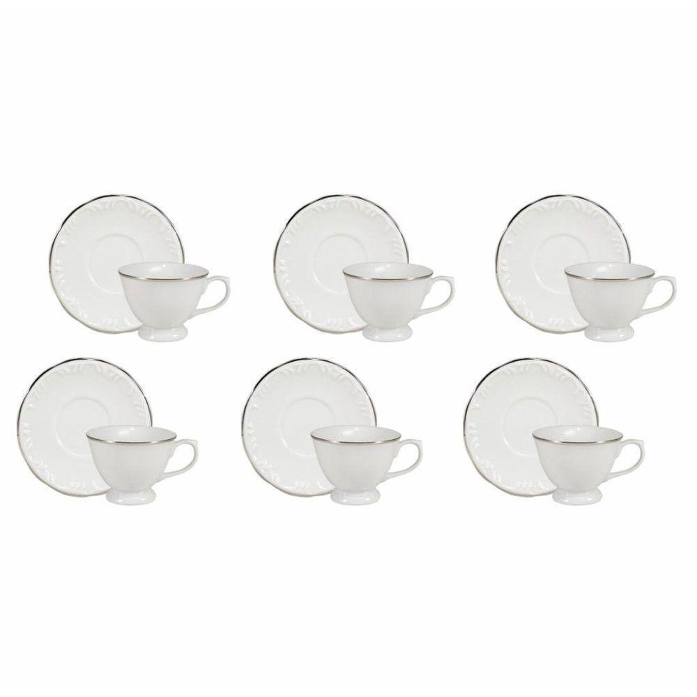 Conjunto De Xícara De Café Com Pires 06 Peças Prata - 1