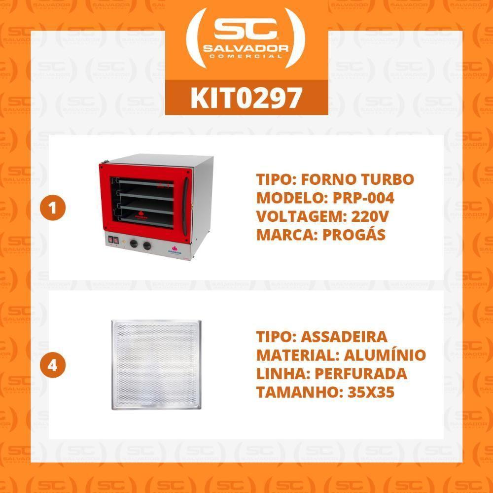 Kit - Forno Turbo Elétrico Fast Oven Prp-004 220v Vermelho + 4 Assadeiras - Progás 220v - 3