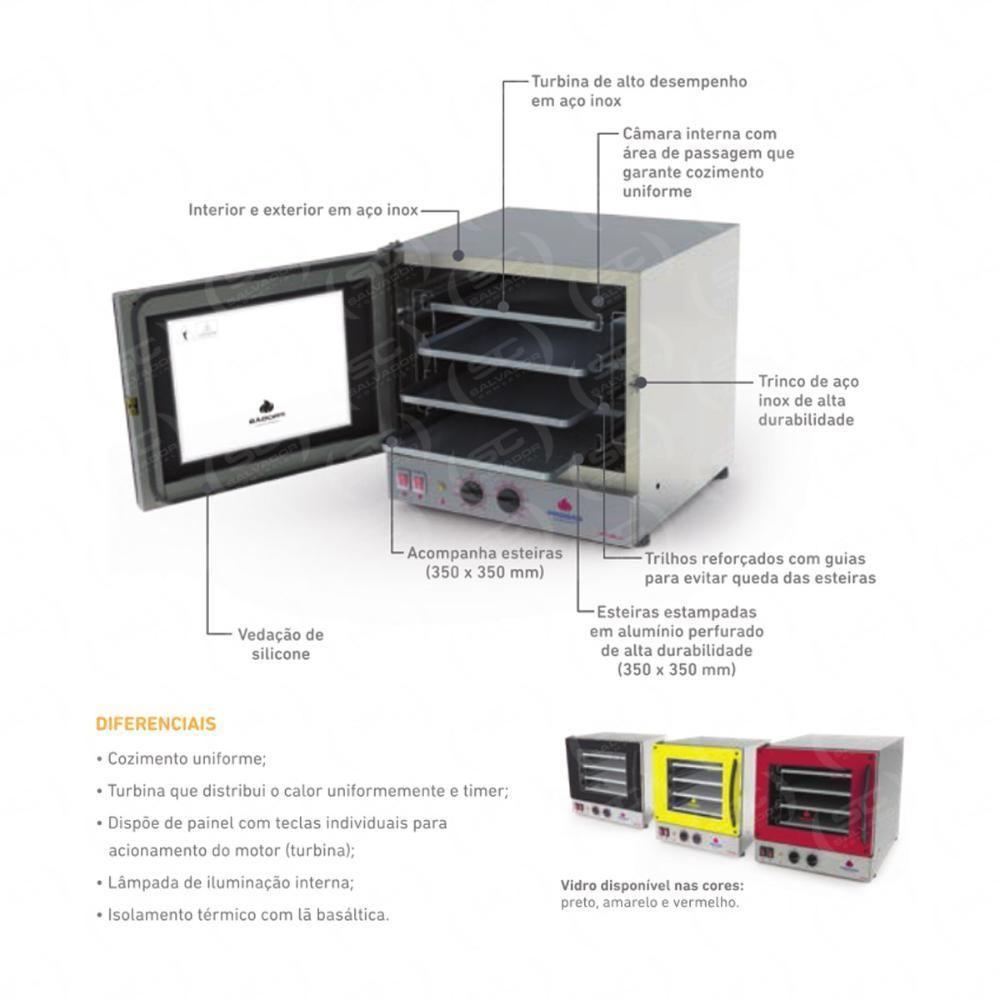 Kit - Forno Turbo Elétrico Fast Oven Prp-004 220v Vermelho + 4 Assadeiras - Progás 220v - 4