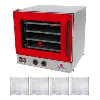 Kit - Forno Turbo Elétrico Fast Oven Prp-004 220v Vermelho + 4 Assadeiras - Progás 220v - 1