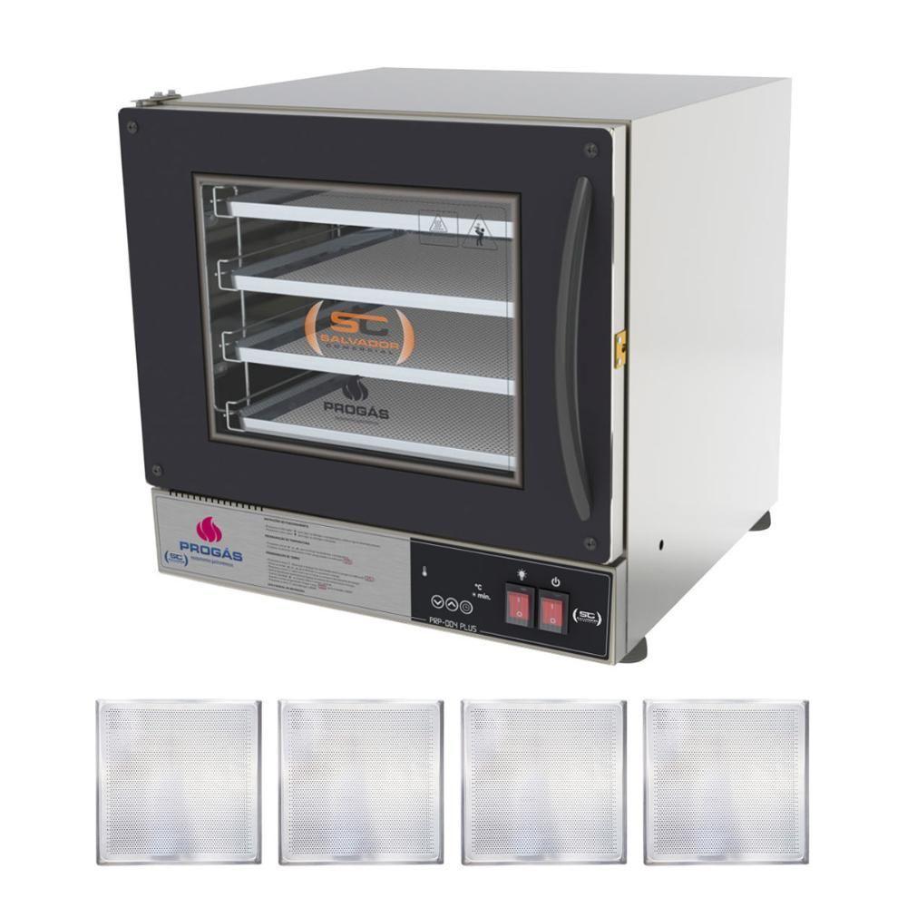 Kit - Forno Turbo Prp-004 Plus Digital 127v Preto + 4 Assadeiras - Progás 127v - 1