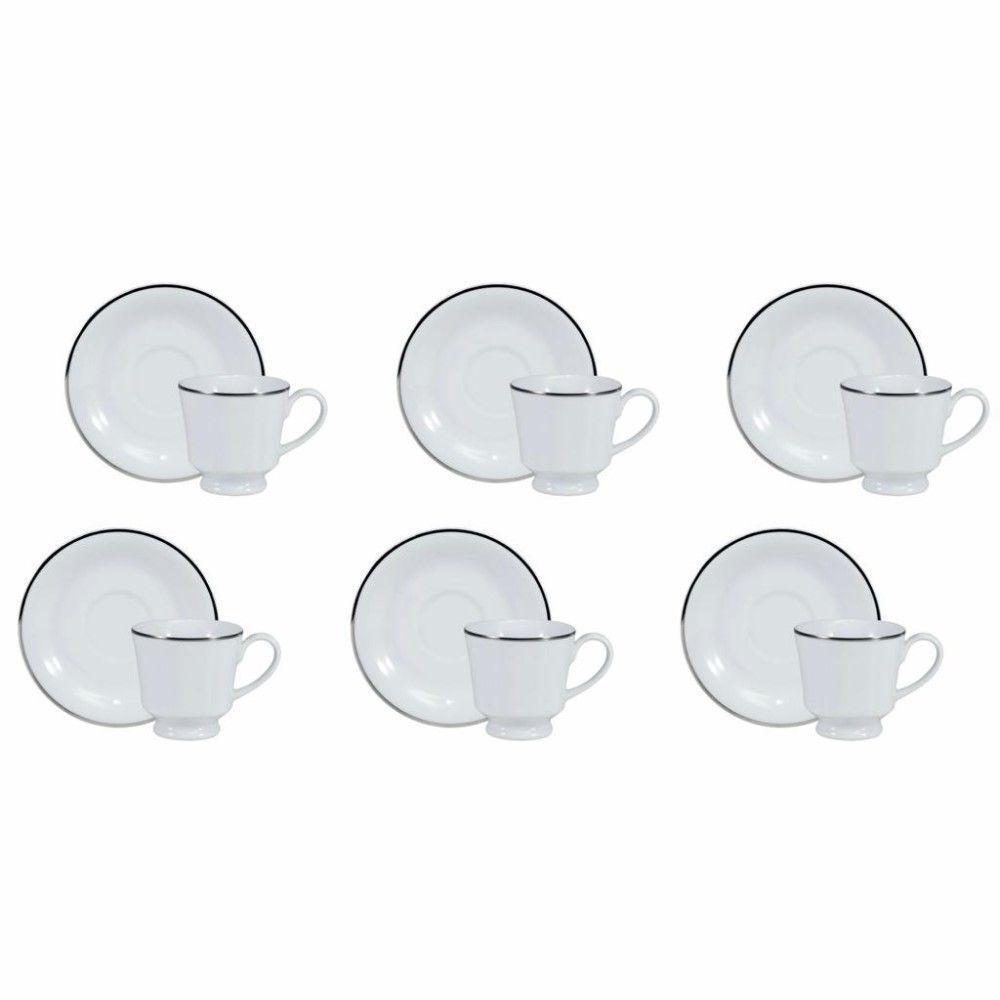 Conjunto De Xícara De Café Com Pires 06 Peças Prata - 1