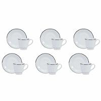 Conjunto De Xícara De Café Com Pires 06 Peças Prata - 1