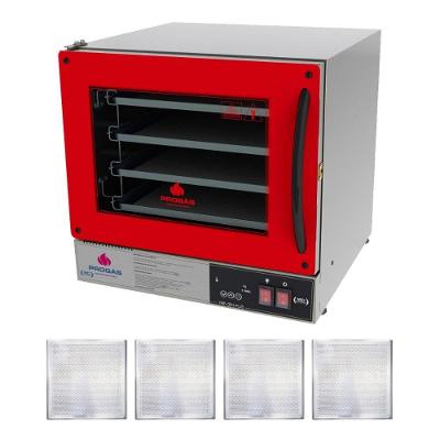 Kit - Forno Turbo Prp-004 Plus Digital 220v Vermelho + 4 Assadeiras - Progás 220v