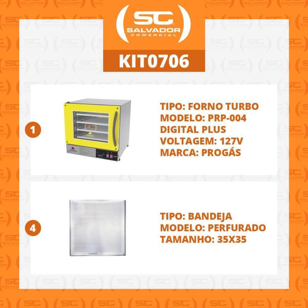 Kit - Forno Turbo Prp-004 Plus Digital 127v Amarelo + 4 Assadeiras - Progás 127v - 2